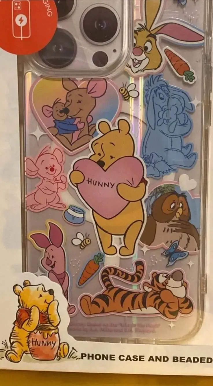 Disney Winnie the Pooh iPhone 16‎ Pro Max Case and Beaded Phone Strap Set